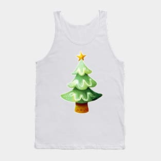 Bright green Christmas tree watercolor Tank Top